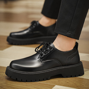 Chaussures Derby pour Hommes, Style Business, Automne, Bout Rond, Casual, Tendance, Chaussures de Mariage, Nouvelles Chaussures en Cuir à Semelle Épaisse Rehaussante - Product Image 4