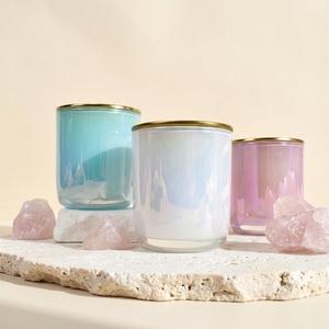 Recipientes de Metal para Velas, Color Verde Esmeralda Turquesa, con Tapa, Frascos Cilíndricos para Fabricación de Velas de Cera - Product Image 1