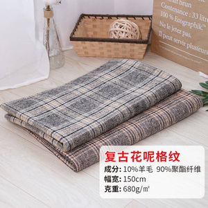 Retrò plaid di lana di poliestere tessuti di abbigliamento <span class=keywords><strong>tweed</strong></span> per le donne del vestito - Product Image 3