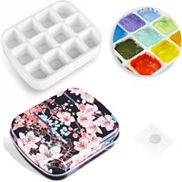 Petite palette de peinture miniature à 12 alvéoles vide, gobelets de mélange de peinture, palette de peinture, kit de peinture aquarelle de voyage, boîte en étain pour peinture