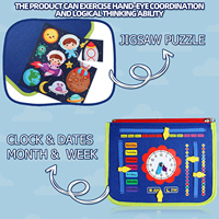 Tablero de Actividades Portátil y Duradero de Tela con Diseño de Libro, Juguete Educativo para Niños Pequeños, Desarrollo de Habilidades Tempranas
