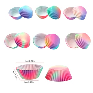 Chengkehome Ombre Gradient Antiadherente <span class=keywords><strong>Papel</strong></span> a prueba de grasa Cupcake Liners <span class=keywords><strong>Moldes</strong></span> para hornear resistentes al calor para magdalenas Herramientas para pasteles - Product Image 5