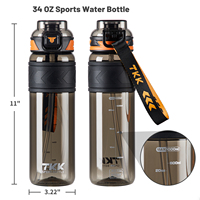 Bouteille d'eau de sport en plastique Tritan avec logo personnalisé, écologique, sans BPA, résistante à l'eau bouillante, bouteille de voyage pour la course à pied