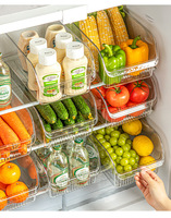 Transparante koelkast organizers met handvat, opbergbak voor groenten, fruit en dranken