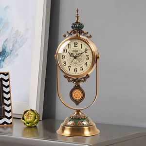 European Style Table <b>Clock</b> Quartz <b>Movement</b> Circular Decorative Desk <b>Clock</b> Home Ornamental Timepiece - Product Image 3