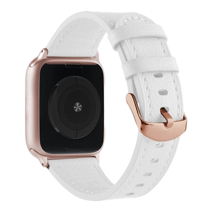 Correa de reloj Win-Win de cuero genuino para <span class=keywords><strong>Apple</strong></span> <span class=keywords><strong>Watch</strong></span>, correa de piel de vaca con textura de lichi, suave y transpirable - Product Image 1