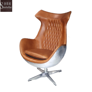 <span class=keywords><strong>Fauteuil</strong></span> en <span class=keywords><strong>cuir</strong></span> véritable martelé à la main aviateur rétro chaise de bureau œuf pivotante vintage <span class=keywords><strong>marron</strong></span> <span class=keywords><strong>cuir</strong></span> véritable chaise arrière en aluminium - Product Image 3