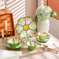 Vaisselle en céramique moderne pour la maison, tasses à café colorées sous glaçure, soucoupes, assiettes et bols à riz