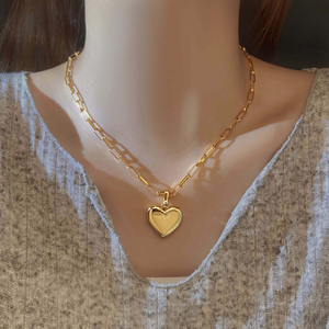 Collier Cœur Poli Romantique de Marques Célèbres pour Créateurs de Mode, Pendentif Cœur d'Amour Tendance - Product Image 6
