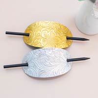 Accessoires pour cheveux en cuir BELLEWORLD Barrettes pour cheveux avec bâton Clips de forme carrée Épingles à cheveux pour queue de cheval pour femmes