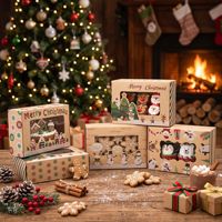 Boîte à biscuits de Noël en papier kraft pour le commerce extérieur, forme avion, avec fenêtre transparente, vente en gros, personnalisation du logo