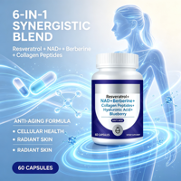 Cápsulas Antienvejecimiento con Complejo de Resveratrol Vegano, NAD+, Péptidos de Colágeno, Arándanos y Biotina, Venta al Por Mayor OEM