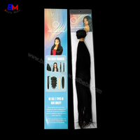 Sacs en plastique transparents personnalisés avec logo, emballage pour extensions de cheveux avec carte en papier personnalisée et cintre