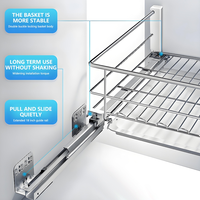 Panier coulissant double couche en acier inoxydable 304, multifonction, avec amortissement silencieux, pour tiroir de cuisine, organisateur de placard moderne, ustensiles de cuisine