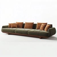 Canapé d'angle en tissu carré trois places de luxe OE HOME Monroe, style mi-moderne, design bois et métal pour villa, appartement, salon