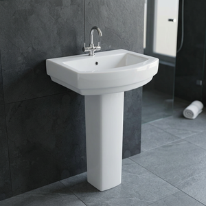 Indian Ceramic Rectangular Pedestal Wash Basin Hand Wash Sink Sanitary Ware for Hotel Home Bathroom Use - Product Image 2