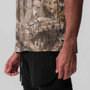 Tùy Chỉnh Nặng Trọng Lượng Bông Người Đàn Ông Ngắn Tay Áo T-Shirt Với Bất Cây Ngụy Trang In Kỹ Thuật Số Mô Hình Rừng - Product Image 3