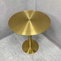 Table Ronde Moderne en Acier Inoxydable Doré pour Hôtels, Cafés, Restaurants, Bars, Espaces Extérieurs et Écoles