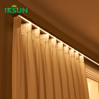 IKSUN Système d'éclairage à télécommande en aluminium robuste de haute qualité Rail de rideau de lumière LED