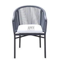 Haute qualité moderne étanche Restaurant empilable en aluminium corde chaise de jardin moderne corde à manger chaise avec bras luxe en plein air