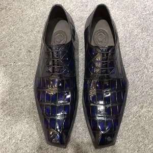 Scarpe Eleganti da Uomo in Vera Pelle di Coccodrillo con Costruzione Goodyear, Fatte a Mano, per Matrimoni, Scarpe di Lusso in Pelle di Alligatore - Product Image 3