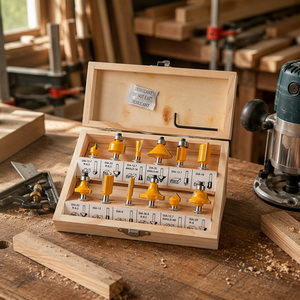 Jeu de 12 fraises à rainurer de 6,35 mm avec tige de 1/4 pouce et boîte en bois - Product Image 6