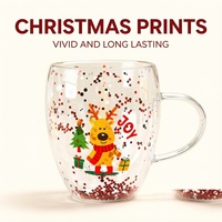 Mug en verre transparent à double paroi en forme d'œuf avec motif de dessin animé et poignée, idéal pour les cadeaux d'affaires et la décoration de table, pour boire SUNPRO