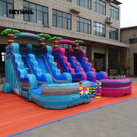 Toboggan aquatique gonflable commercial pour enfants de 14 pieds avec piscine pour fêtes en extérieur
