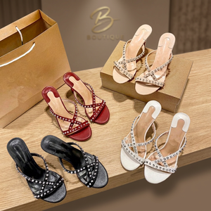 Sandalias de TPU con Tiras Cruzadas y Adornos Estilo Hada, Punta Abierta, Tacón de Aguja Fino de Corcho, Estilo Coreano, Sexy y Elegante, Tacones Altos de Verano - Product Image 2