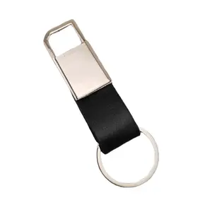 个性化定制名称金属皮革标签钥匙扣黑色真皮钥匙扣男士男童礼品钥匙扣