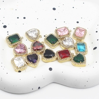 Pendentif carré en forme de cœur en acier inoxydable PVD incrusté de pierres précieuses pour bracelets, colliers, boucles d'oreilles, accessoires de bricolage
