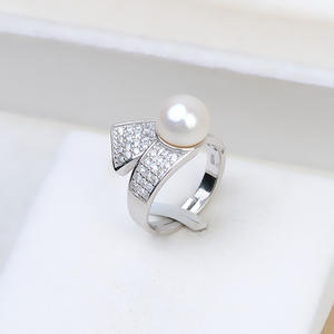 Bague en argent S925 avec perle, taille de doigt réglable 10-12 avec 205 accessoires - Product Image 1