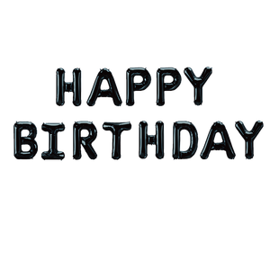 Globo Metálico Negro con Forma de Letra 'Party Love Happy Birthday' de 45 cm, Decoraciones para Fiestas - Product Image 2