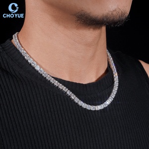 สร้อยคอโมอิสซาไนต์ทรง Asscher Cut เงินแท้ 925 ชุบโรเดียม ดีไซน์หรูหราสำหรับทุกเพศ เหมาะสำหรับงานปาร์ตี้ - Product Image 5