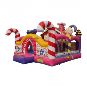 Gonfiabile a Tema Caramelle con Parete da Arrampicata e Scivolo per Bambini - Product Image 3