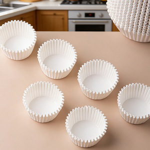 ถ้วยกระดาษสำหรับขนมไหว้พระจันทร์แบบใช้แล้วทิ้ง สีขาว รูปทรงกลม เกรดสำหรับอาหาร ใช้กับเตาอบได้ อุปกรณ์อบขนม - Product Image 4