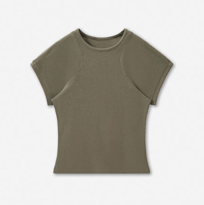 T-shirt en coton viscose 260 GSM à manches raglan pour femme, coupe ajustée, patchwork, style baby tee pour les filles branchées - Product Image 6