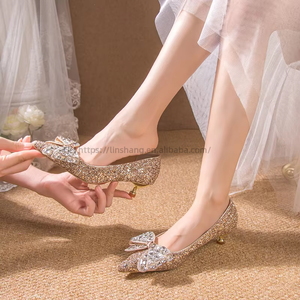 Wholesale Luxury Sexy High Heels Women New Trendy High Quality PU Wedding <b>Shoes</b> Hard-Wearing Lace Upper Dress Pumps Work Winter - Product Image 3