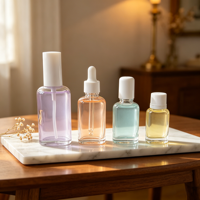 Flacon en verre transparent de 50 ml pour parfums, huiles essentielles, sérum de soin, avec bouchon à vis standard, compte-gouttes, compatible diffuseur à bâtonnets, personnalisable