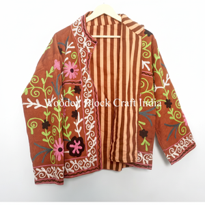 เสื้อแจ็คเก็ตปักลาย งานแฮนด์เมด สไตล์โบฮีเมียน สำหรับผู้หญิง เหมาะสำหรับใส่ไปเที่ยวทะเล งานเทศกาล ของขวัญสุดพิเศษสำหรับเธอ ฟรีไซส์ - Product Image 1