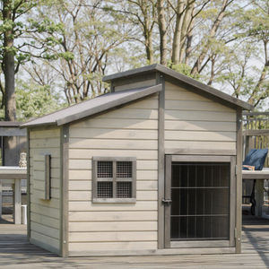 Maison de chien en bois massif de luxe pour chiots <span class=keywords><strong>Cage</strong></span> extérieure moderne pour animaux de compagnie avec motif de <span class=keywords><strong>triangle</strong></span> animal pour vivre en jouant comme cadeau élégant - Product Image 3