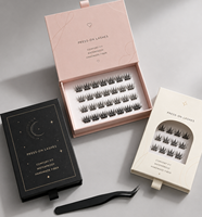 Boîte en carton noir mat personnalisée avec logo, pour faux cils rigides en vison synthétique faits à la main, impression quadricolore avec pelliculage brillant