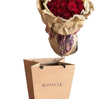Sac en papier kraft pour bouquets, sacs en papier de luxe pour petites entreprises, emballage de fleurs en forme de trapèze, sac cadeau avec poignée