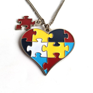 Tự Kỷ Nhận Thức Câu Đố Mảnh Trái Tim/Ruy Băng Kim Loại Keychain Sưu Tầm - Product Image 4