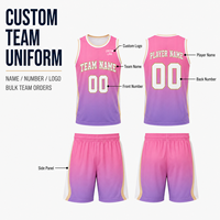Set Seragam Bola Basket Warna Pink Ungu Gradasi Kustom, Jersey dan Celana Pendek Bahan Mesh Bernapas untuk Tim Bola Basket Jalanan Pertandingan Harian
