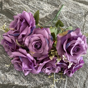 BF-RS44 Bouquet di <span class=keywords><strong>Rose</strong></span> Artificiali Fatte a Mano, 7 Grandi <span class=keywords><strong>Rose</strong></span> Verdi per Decorazioni Interne ed Esterne, per Soggiorno, Matrimoni, Festa della Mamma - Product Image 2
