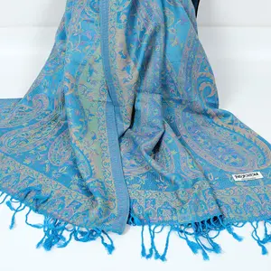 Châle personnalisé en Pashmina Écharpes rétro ethniques pour dames Écharpe quatre saisons en coton jacquard noix de cajou