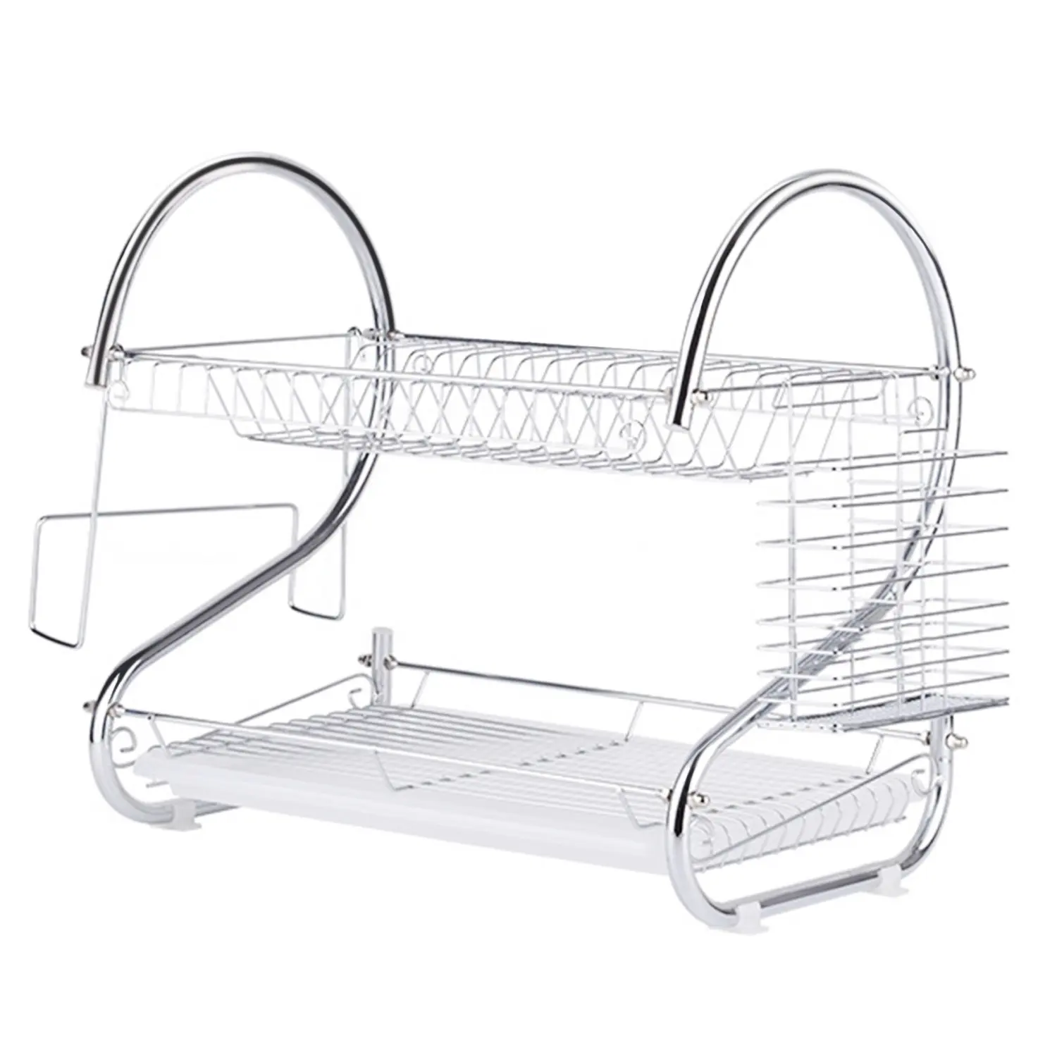 Wholesale Electroplate Kitchen Storage Multilayer Countertop Metal stainless steel Dish Rack For Tableware Drying drainer