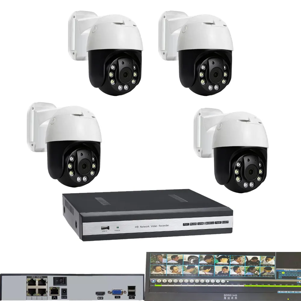 तकनीक चेहरा पहचान 5MP सीसीटीवी आईपी निगरानी DVR NVR किट POE PTZ सुरक्षा कैमरा प्रणाली