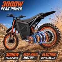 Moto électrique 3000W, batterie au lithium 60V 27Ah, 3 vitesses, vitesse maximale 70KM/H, frein hydraulique, autonomie 50KM, moto tout-terrain électrique
